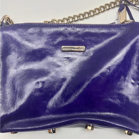 Rebecca Minkoff Mini 5-Zip Convertible Cross-Body Handbag Purple Leather NWOT - Picture 4 of 6